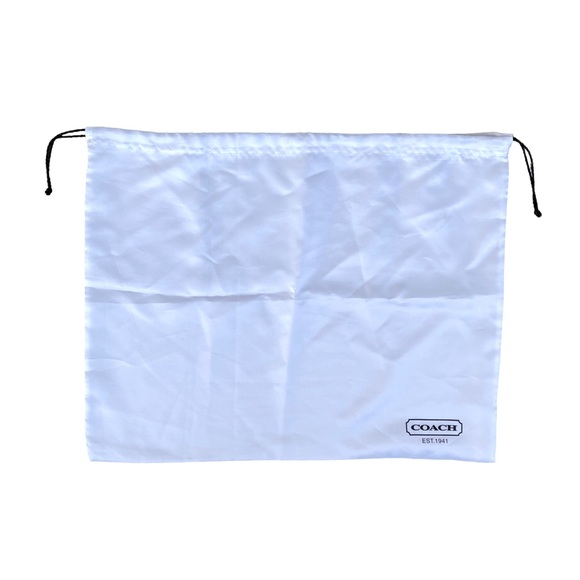Satin Coach Dust Bag with Drawstring in White - Picture 1 of 5